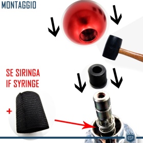 Pomo Palanca de Cambio ROJO para FIAT 500 Nueva y Antigua Universal en Acero Inoxidable Anotizado