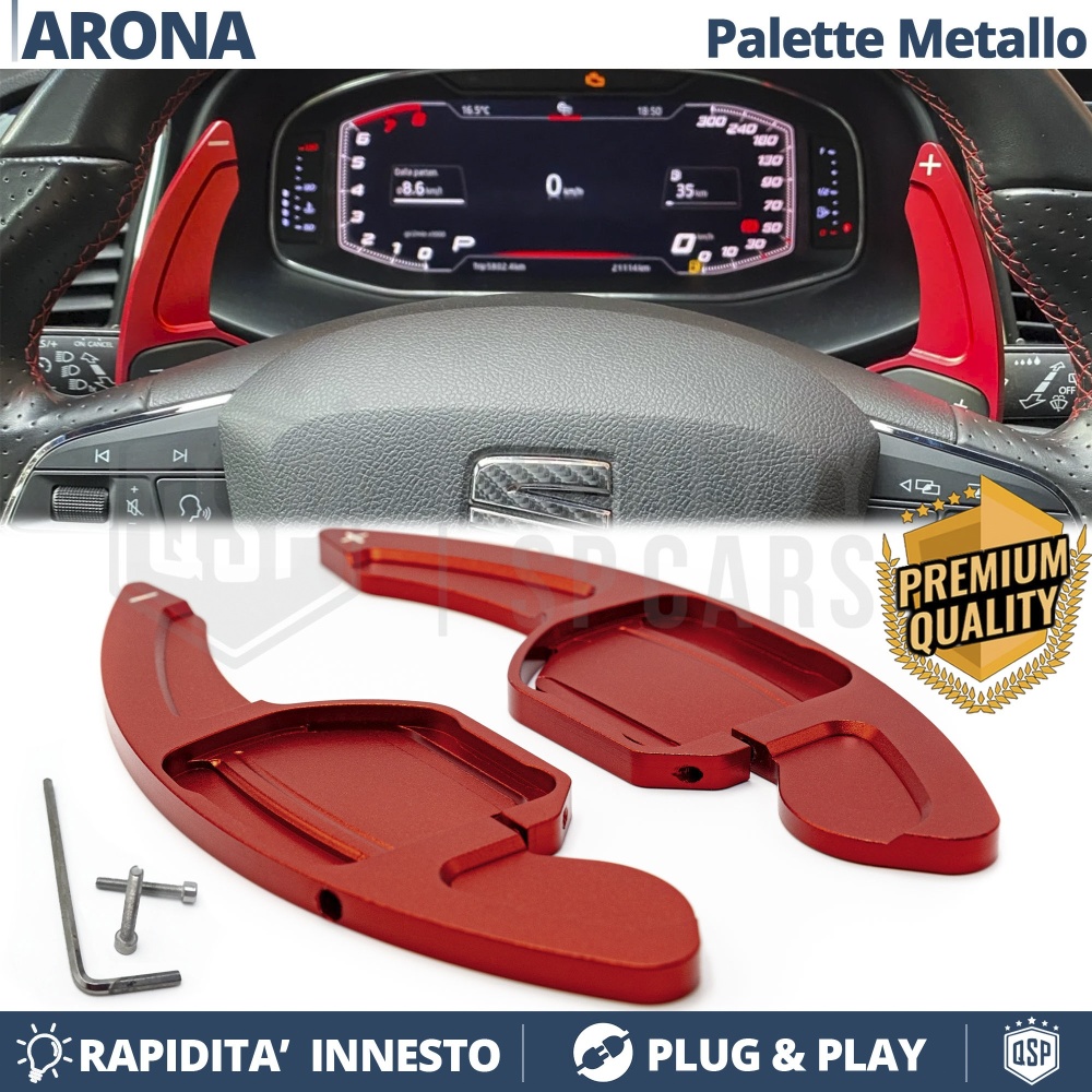 2 Levas de Volante para SEAT Arona 17-21 | Levas de Cambio en Aluminio Rojo 2 Levas de Volante para SEAT Arona 17-21 | Levas de Cambio en Aluminio Rojo