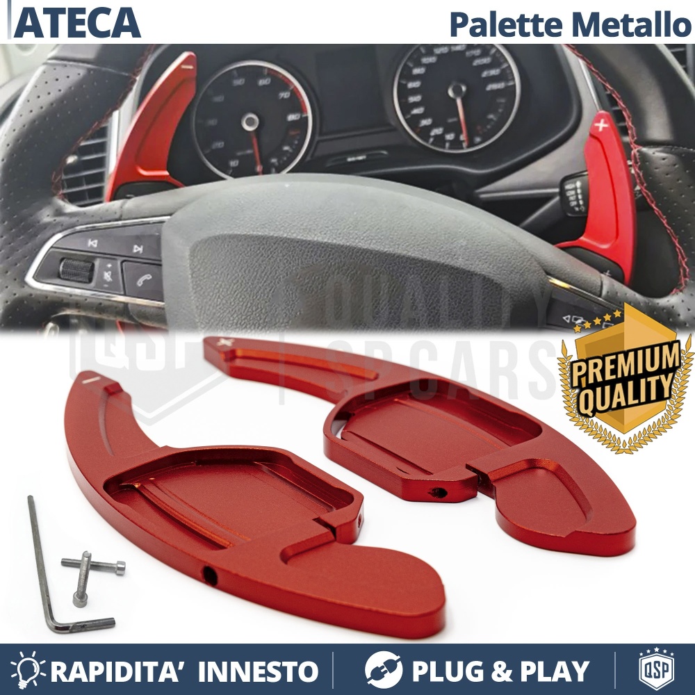 2 Levas de Volante para SEAT Ateca 16-21 | Levas de Cambio en Aluminio Rojo 2 Levas de Volante para SEAT Ateca 16-21 | Levas de Cambio en Aluminio Rojo