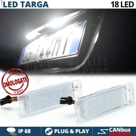 2 Luces de Matricula LED para Fiat CANBUS 18 LED 6.500K BLANCO FRIO Plug & Play
