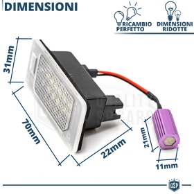 2 Luces de Matricula LED para Porsche CANBUS 18 LED 6.500K BLANCO FRIO Plug & Play