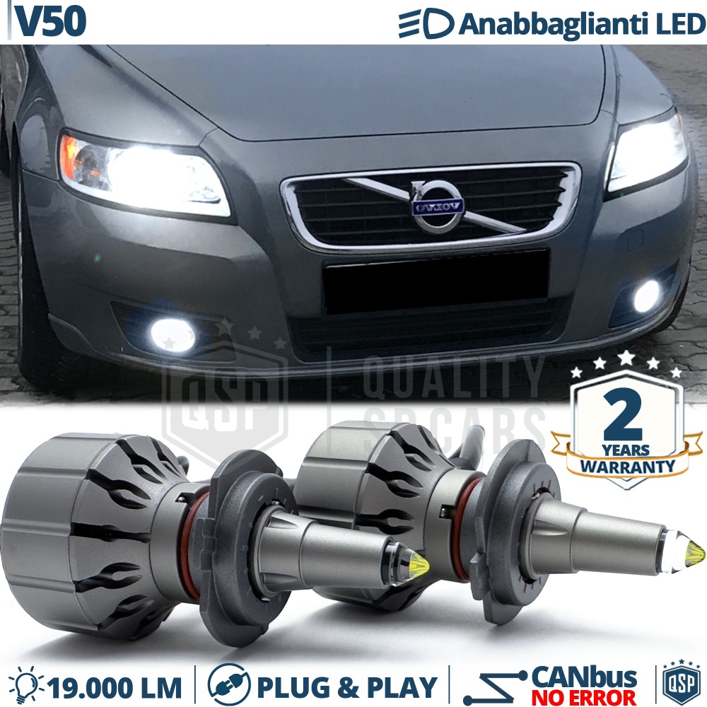 Kit LED H7 para Volvo V50 Luces de Cruce | Bombillas LED CANbus Blanco Frío | 6000K 19000LM