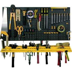 Panel Portaherramientas de Pared Profesional | 2 estantes + 50 ganchos surtidos | HECHO EN ITALIA