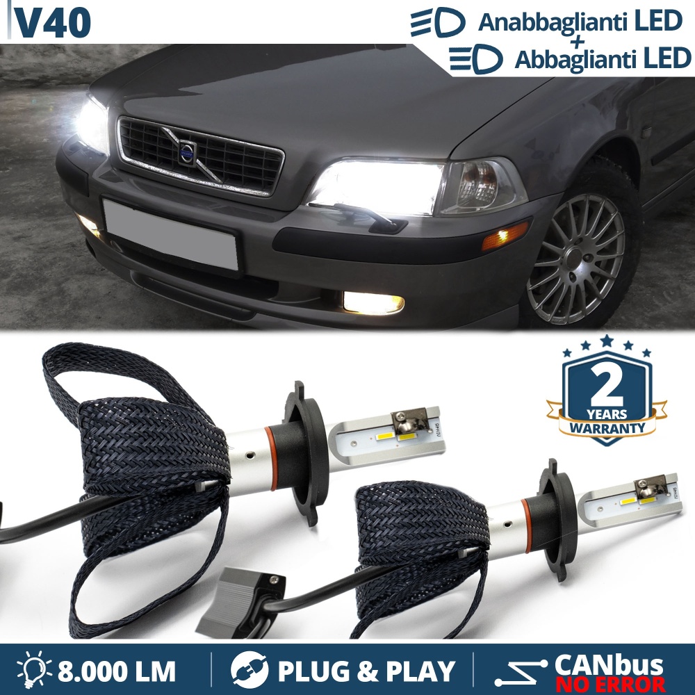 Kit LED H4 para Volvo V40 1 94-05 Luces de Cruce + Carretera | 6500K 8000LM CANbus