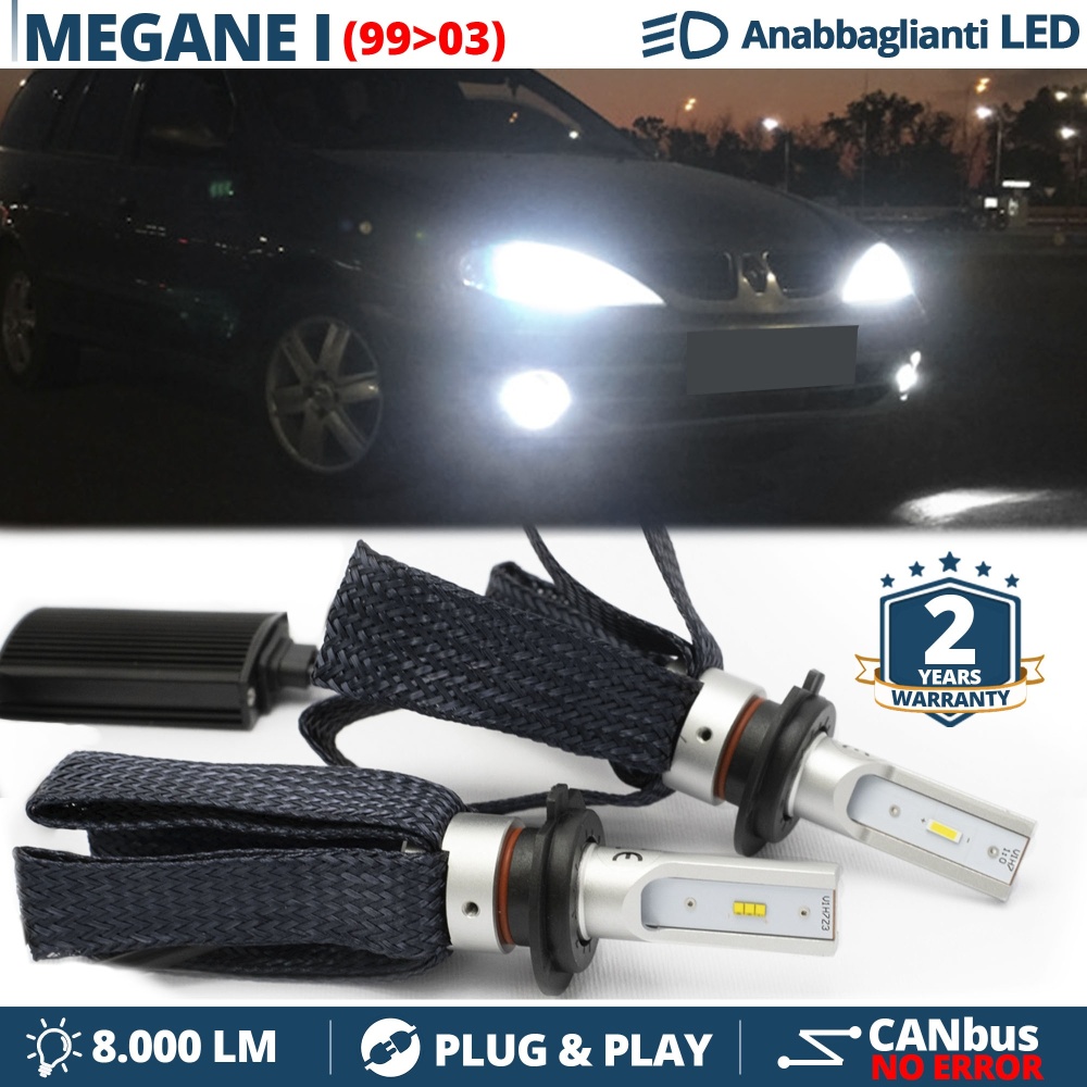 Kit LED H7 para Renault MEGANE 1 Facelift Luces de Cruce CANbus | 6500K Blanco Frío 8000LM