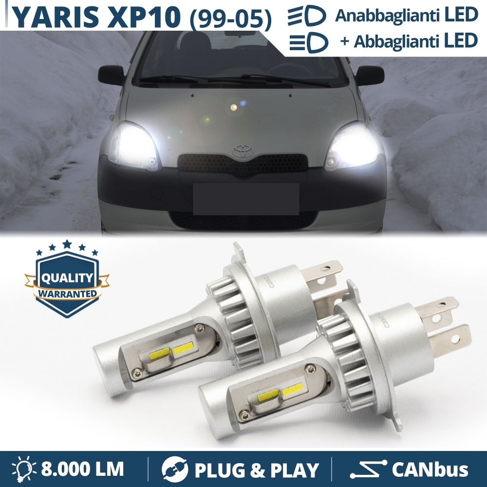 Kit Led H4 para Toyota Yaris XP10 (99-05) Luces de Cruce + Carretera | 6500k 8000LM | Plug & Play Kit Led H4 para Toyota Yaris XP10 (99-05) Luces de Cruce + Carretera | 6500k 8000LM | Plug & Play