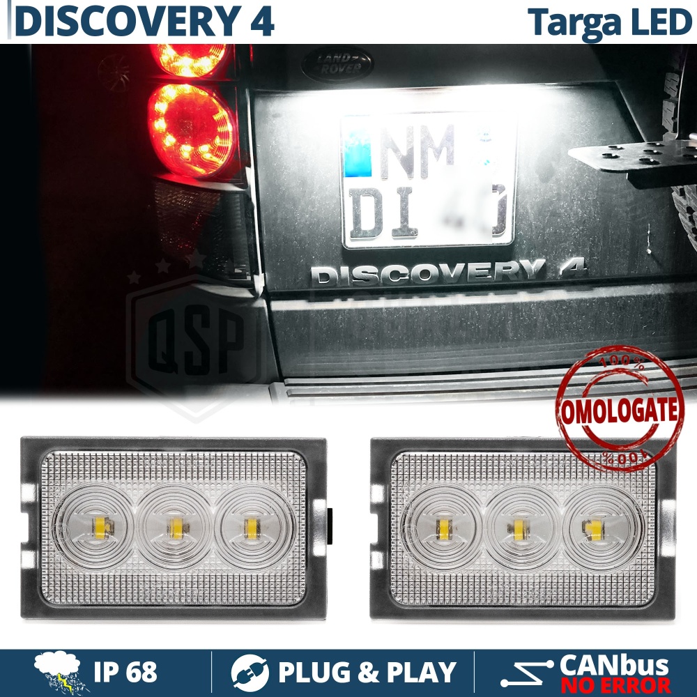 2 Plafones LED Matrícula para LAND ROVER Discovery 4 (09-16) | Canbus, Plug & Play | 6.500K Blanco