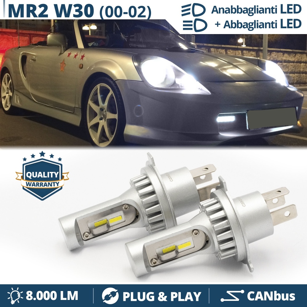 Kit Led H4 para Toyota MR2 W30 (99-03) Luces de Cruce + Carretera | 6500k 8000LM | Plug & Play Kit Led H4 para Toyota MR2 W30 (99-03) Luces de Cruce + Carretera | 6500k 8000LM | Plug & Play