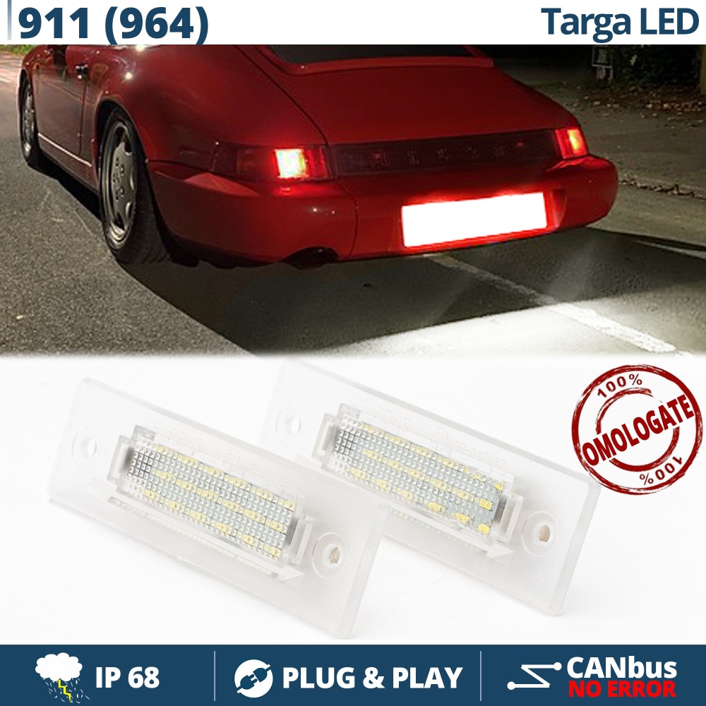 2 Plafones LED Matrícula para PORSCHE 911 (964) 88-94 | Canbus, Plug & Play | 6.500K Blanco Frío