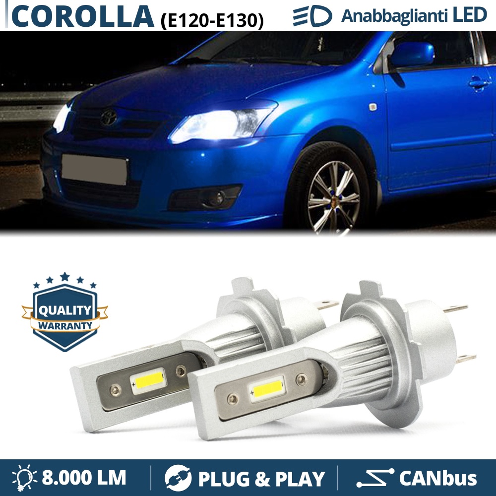 Luces de Cruce LED H7 para Toyota Corolla E120-E130 (00-06) | Bombillas Led CANbus Luz Potente Blanca 6500K 8000LM Luces de Cruce LED H7 para Toyota Corolla E120-E130 (00-06) | Bombillas Led CANbus Luz Potente Blanca 6500K 8000LM