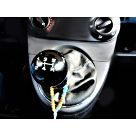 Pomo Palanca de Cambio 5 VELOCIDADES NEGRO para Coches Nueva y Antigua Universal en Acero Inoxidable Anotizado