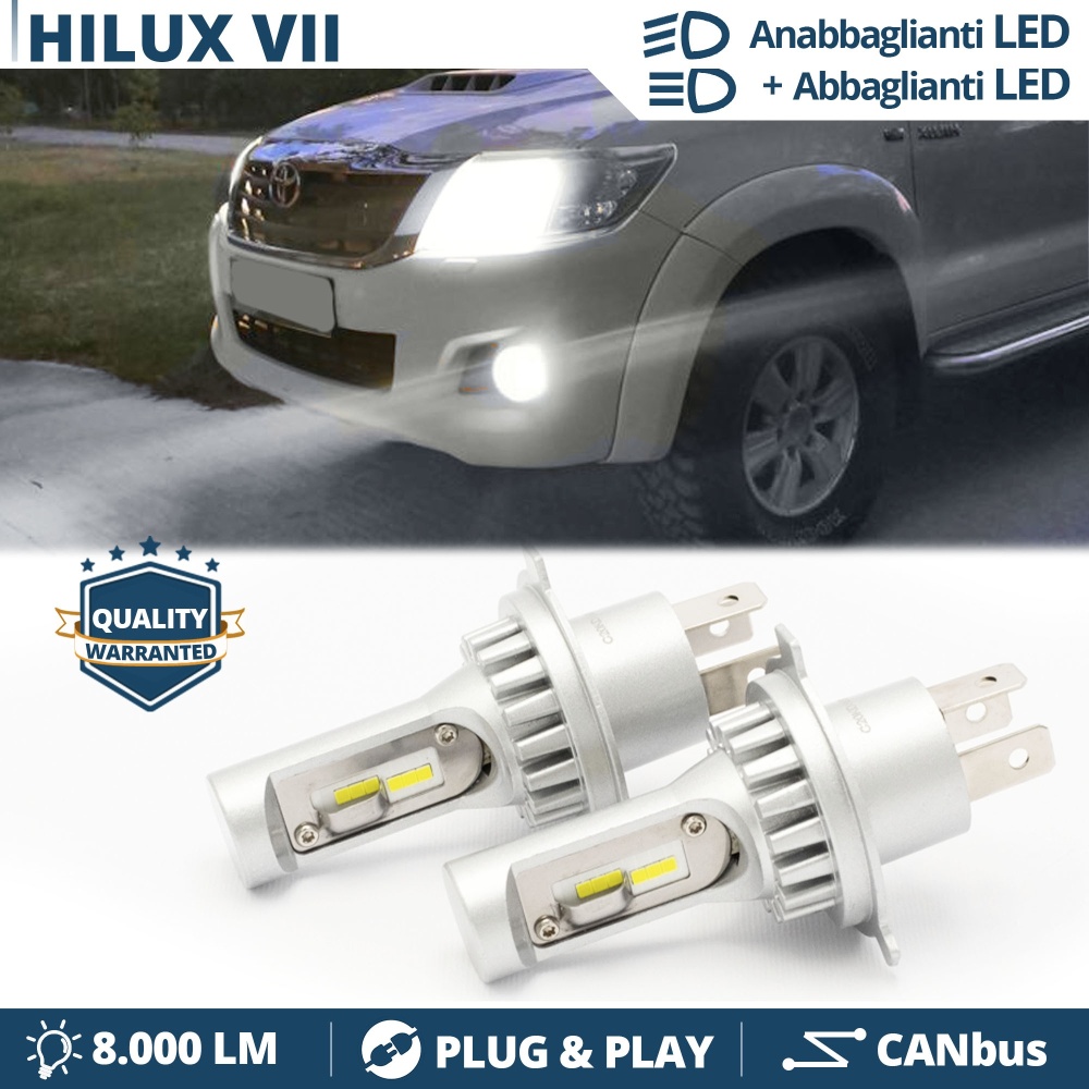 Kit Led H4 para Toyota Hilux VII (04-15) Luces de Cruce + Carretera | 6500k 8000LM | Plug & Play Kit Led H4 para Toyota Hilux VII (04-15) Luces de Cruce + Carretera | 6500k 8000LM | Plug & Play