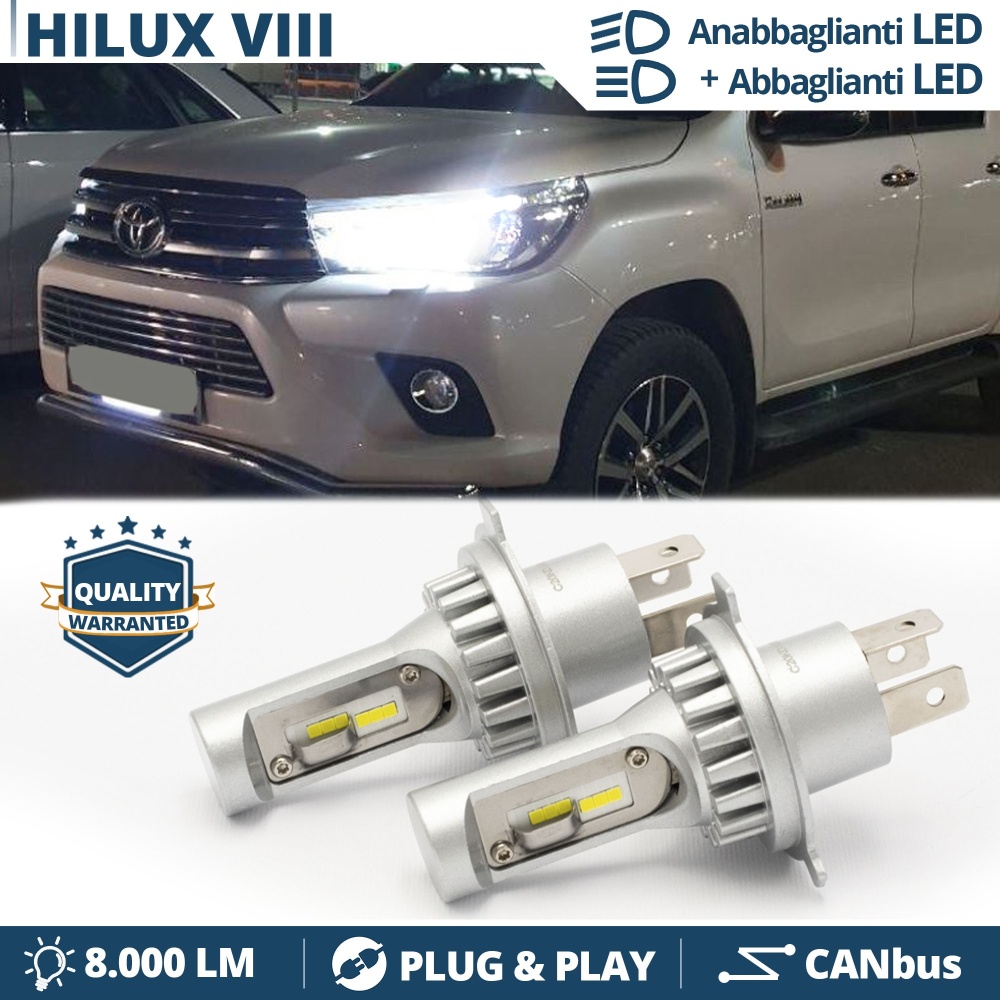 Kit Led H4 para Toyota Hilux VIII (2015-) Luces de Cruce + Carretera | 6500k 8000LM | Plug & Play Kit Led H4 para Toyota Hilux VIII (2015-) Luces de Cruce + Carretera | 6500k 8000LM | Plug & Play
