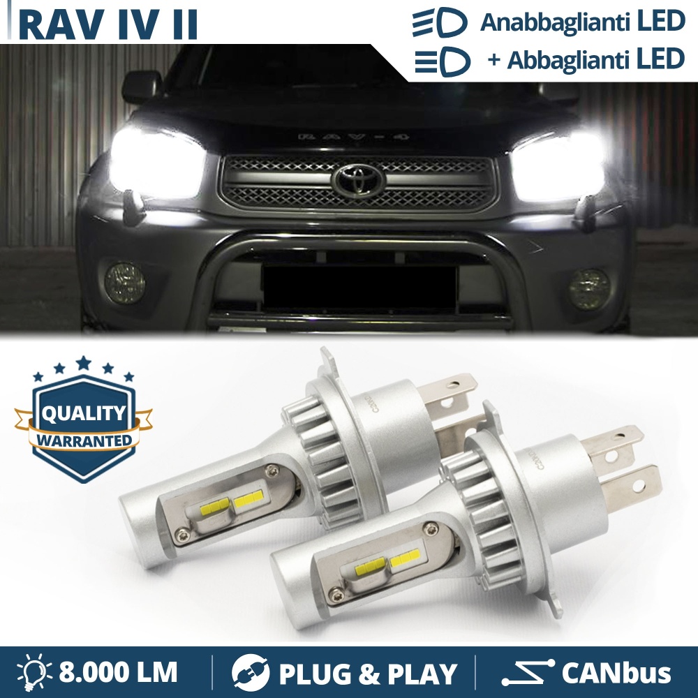 Kit Led H4 para Toyota RAV 4 II (00-05) Luces de Cruce + Carretera | 6500k 8000LM | Plug & Play Kit Led H4 para Toyota RAV 4 II (00-05) Luces de Cruce + Carretera | 6500k 8000LM | Plug & Play