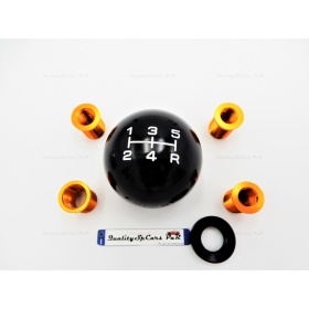 Pomo Palanca de Cambio 5 VELOCIDADES NEGRO para Coches Nueva y Antigua Universal en Acero Inoxidable Anotizado