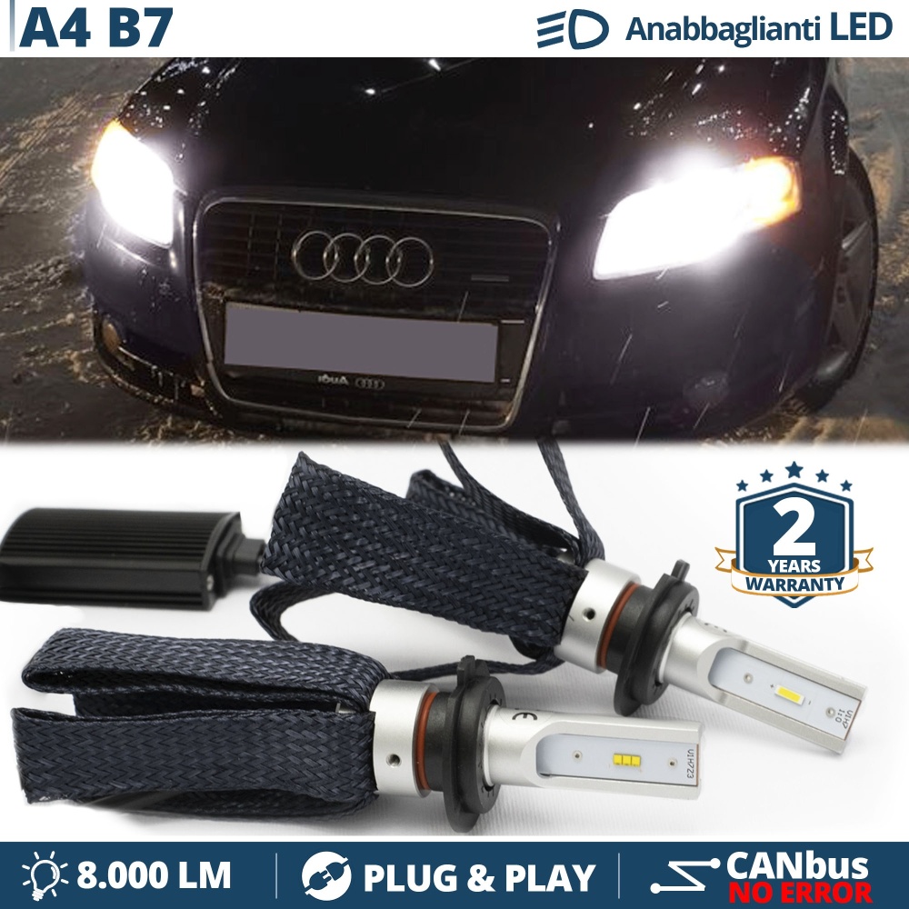 Kit LED H7 para Audi A4 B7 Luces de Cruce CANbus | 6500K Blanco Frío 8000LM