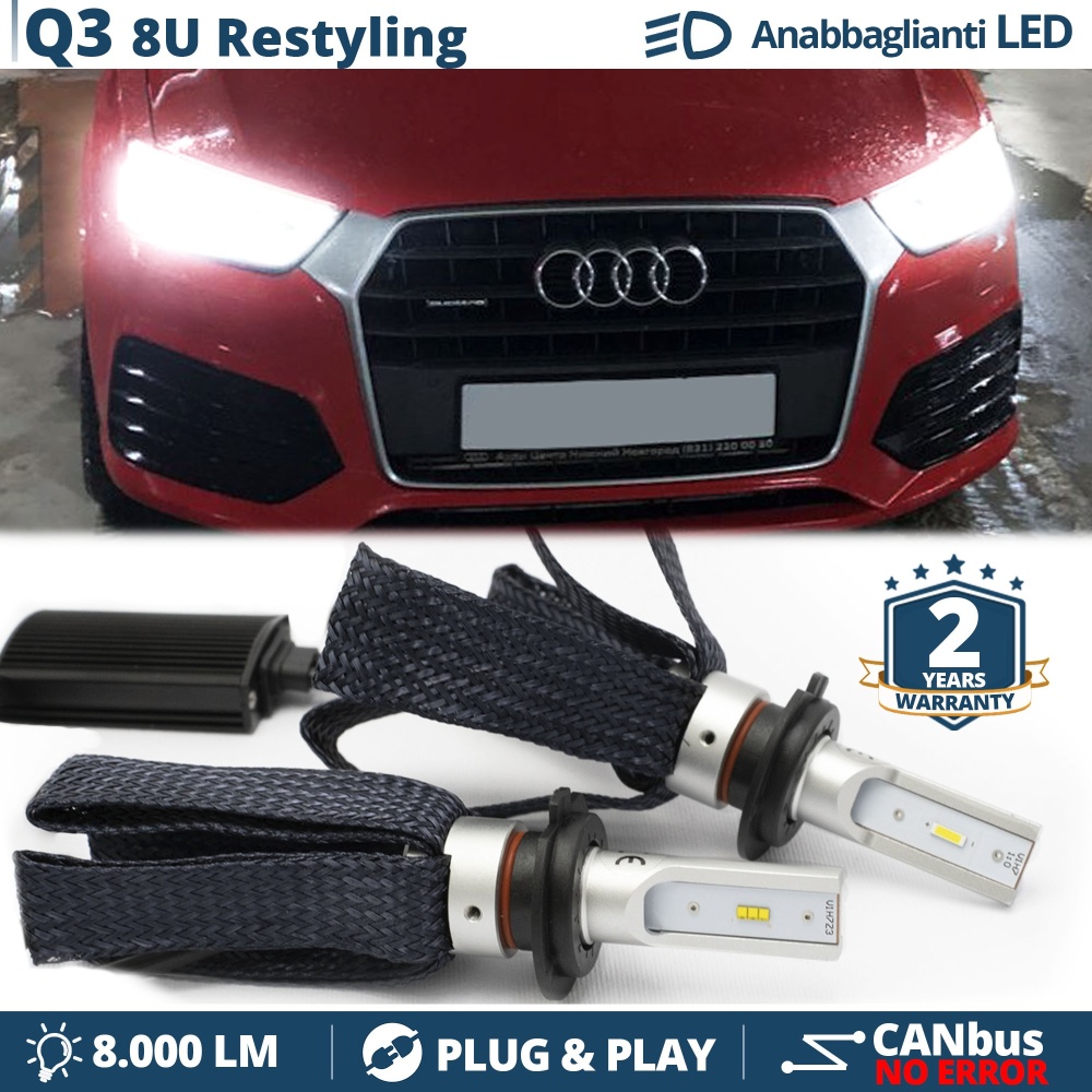 Kit LED H7 para Audi Q3 8U Facelift Luces de Cruce CANbus | 6500K Blanco Frío 8000LM
