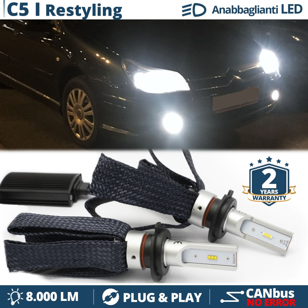 Kit LED H7 para Citroen C5 1 Facelift Luces de Cruce CANbus | 6500K Blanco Frío 8000LM