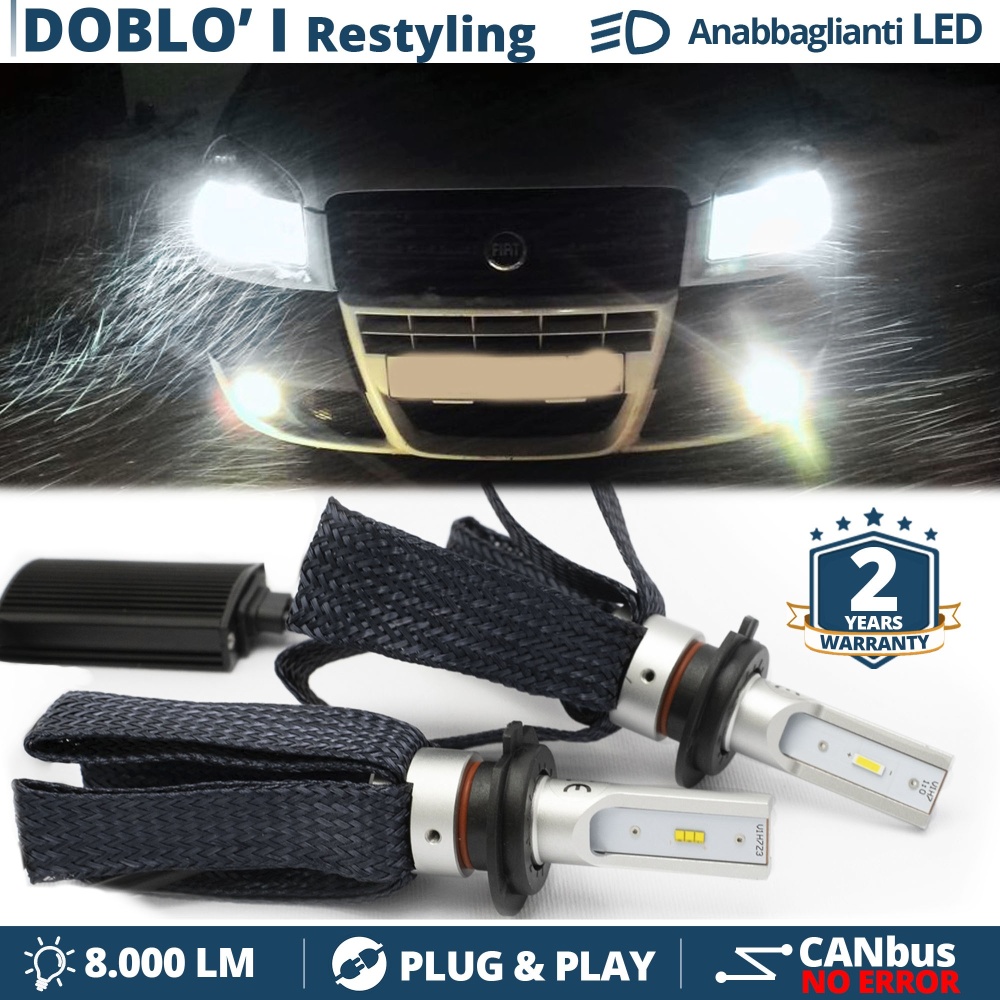 Kit LED H7 para Fiat Doblò 1 Facelift Luces de Cruce CANbus | 6500K Blanco Frío 8000LM