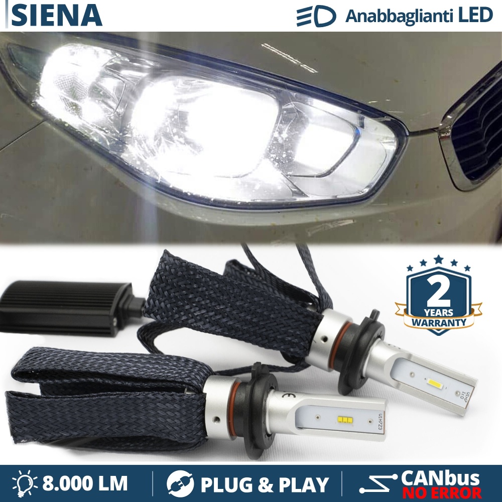 Kit LED H7 para Fiat GRAND SIENA desde 2012 Luces de Cruce CANbus | 6500K Blanco Frío 8000LM