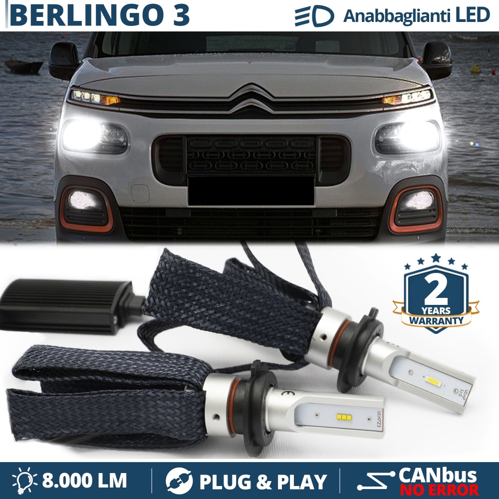 Kit LED H7 para Citroen Berlingo 3 Luces de Cruce CANbus | 6500K Blanco Frío 8000LM