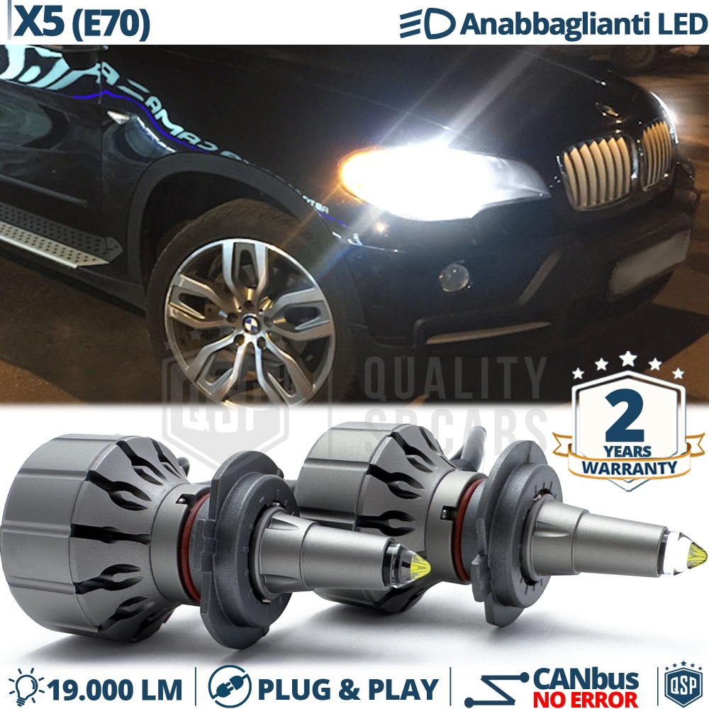 Kit LED H7 para BMW X5 (E70) Luces de Cruce | Bombillas LED CANbus Blanco Frío | 6000K 19000LM