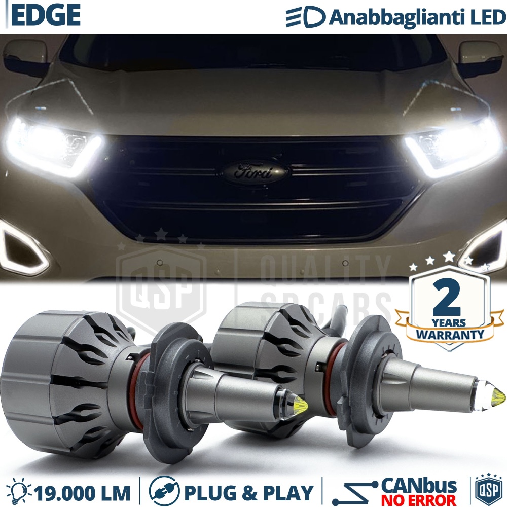 Kit LED H7 para Ford Edge Luces de Cruce | Bombillas LED CANbus Blanco Frío | 6000K 19000LM