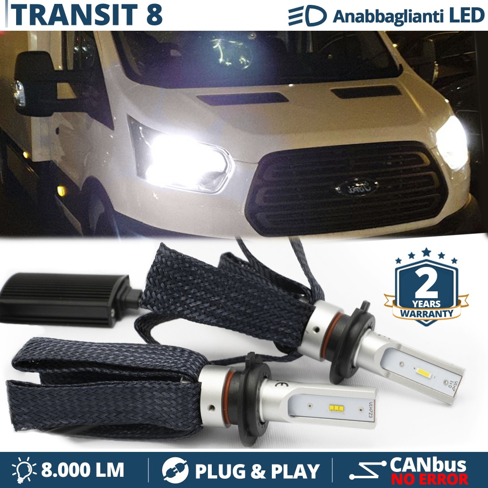 Kit LED H7 para Ford Transit mk8 desde 2014 Luces de Cruce CANbus | 6500K Blanco Frío 8000LM