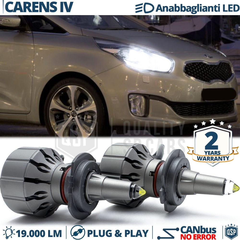 Kit LED H7 para Kia Carens 4 Luces de Cruce | Bombillas LED CANbus Blanco Frío | 6000K 19000LM