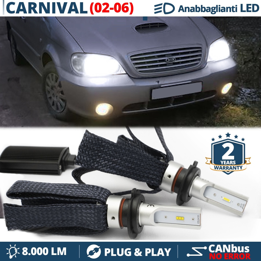 Kit LED H7 para Kia Carnival 1 Facelift Luces de Cruce CANbus | 6500K Blanco Frío 8000LM