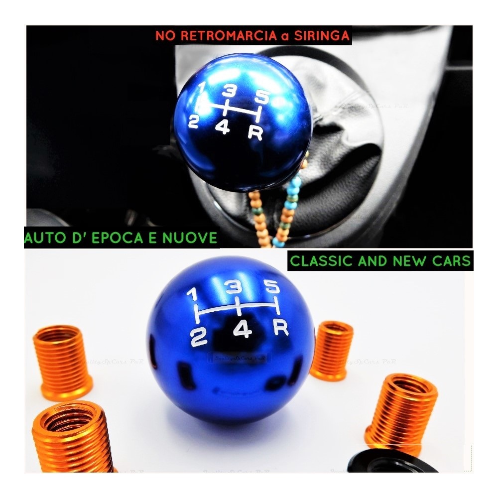 Pomo Palanca de Cambio 5 VELOCIDADES AZUL para Coches Nueva y Antigua Universal en Acero Inoxidable Anotizado Pomo Palanca de Cambio 5 VELOCIDADES AZUL para Coches Nueva y Antigua Universal en Acero Inoxidable Anotizado