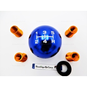 Pomo Palanca de Cambio 5 VELOCIDADES AZUL para Coches Nueva y Antigua Universal en Acero Inoxidable Anotizado