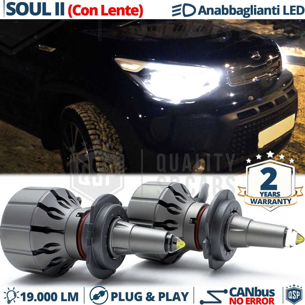 Kit LED H7 para Kia Soul 2 Luces de Cruce Lenticulares | CANbus Blanco Frío 6000K 19000LM