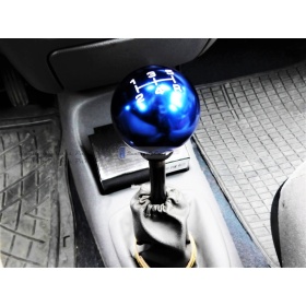 Pomo Palanca de Cambio 5 VELOCIDADES AZUL para Coches Nueva y Antigua Universal en Acero Inoxidable Anotizado