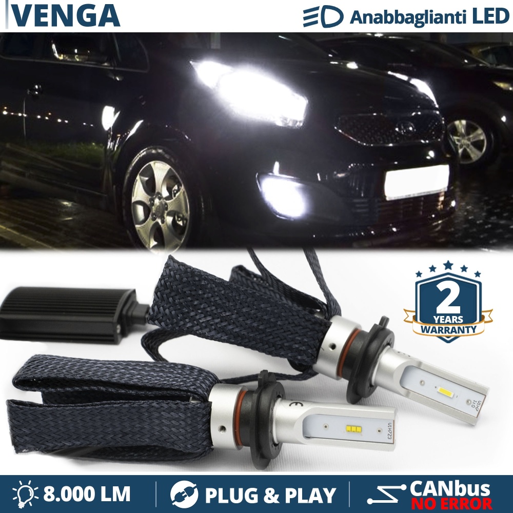 Kit LED H7 para Kia Venga Luces de Cruce CANbus | 6500K Blanco Frío 8000LM