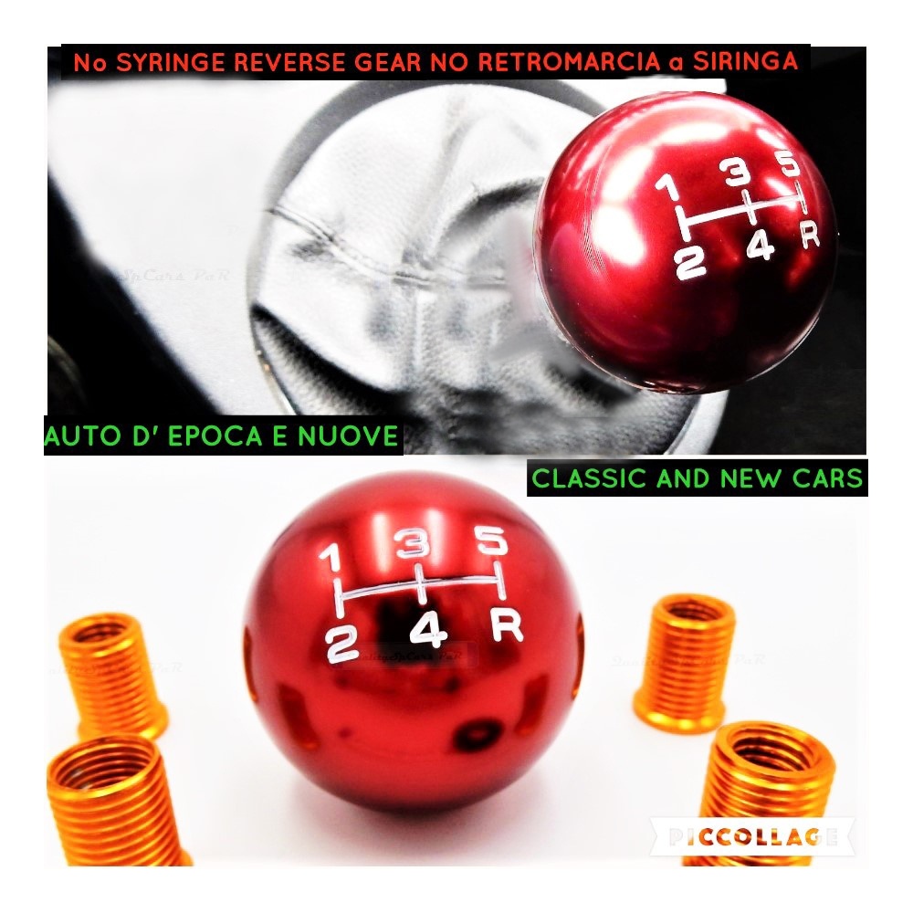 Pomo Palanca de Cambio 5 VELOCIDADES ROJO para Coches Nueva y Antigua Universal en Acero Inoxidable Anotizado Pomo Palanca de Cambio 5 VELOCIDADES ROJO para Coches Nueva y Antigua Universal en Acero Inoxidable Anotizado