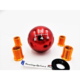 Pomo Palanca de Cambio 5 VELOCIDADES ROJO para Coches Nueva y Antigua Universal en Acero Inoxidable Anotizado