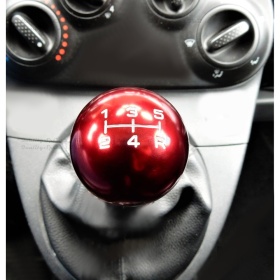 Pomo Palanca de Cambio 5 VELOCIDADES ROJO para Coches Nueva y Antigua Universal en Acero Inoxidable Anotizado