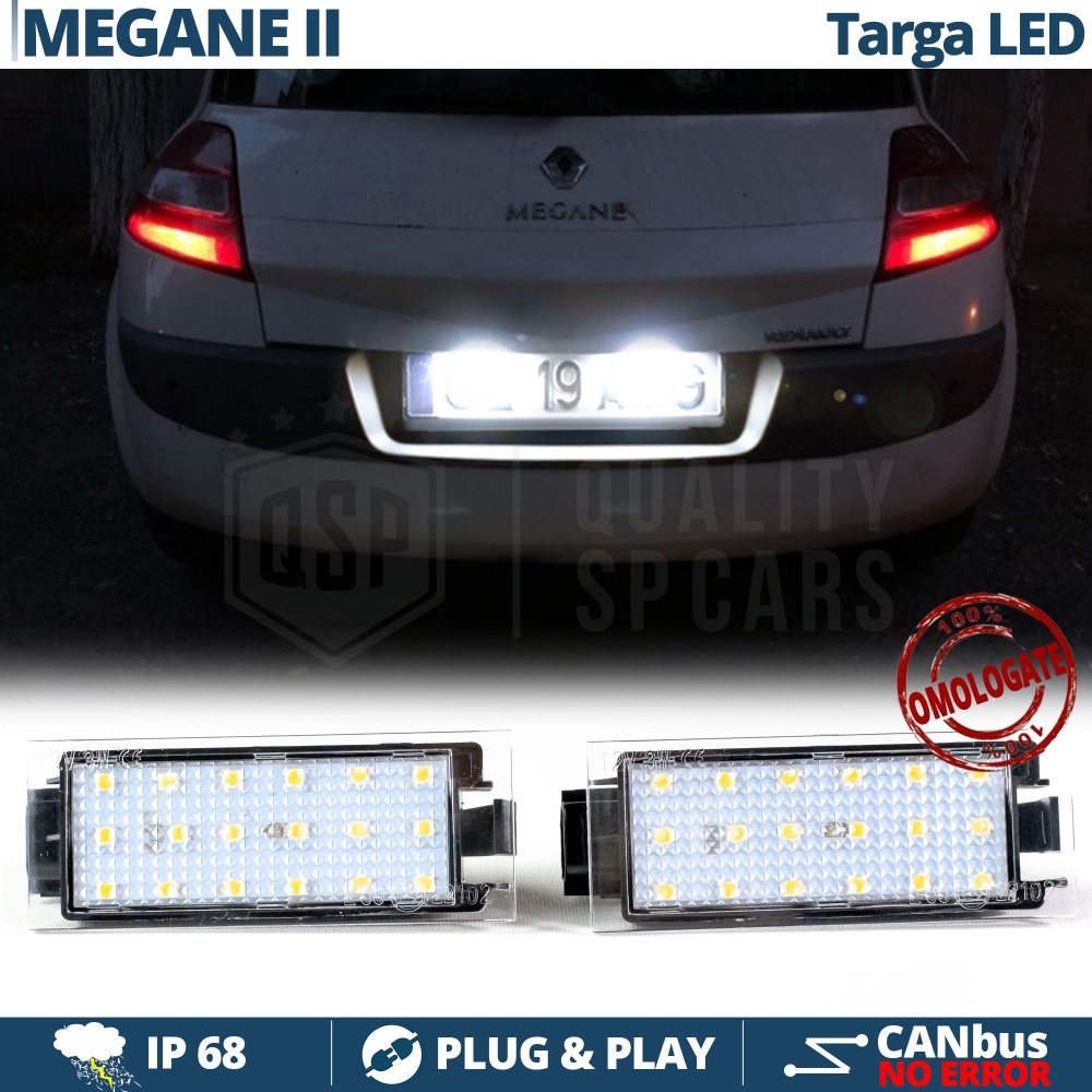 License Plate Light Full LED for Renault Megane 2 18 Leds 6500K Ice White | Canbus Plug & Play