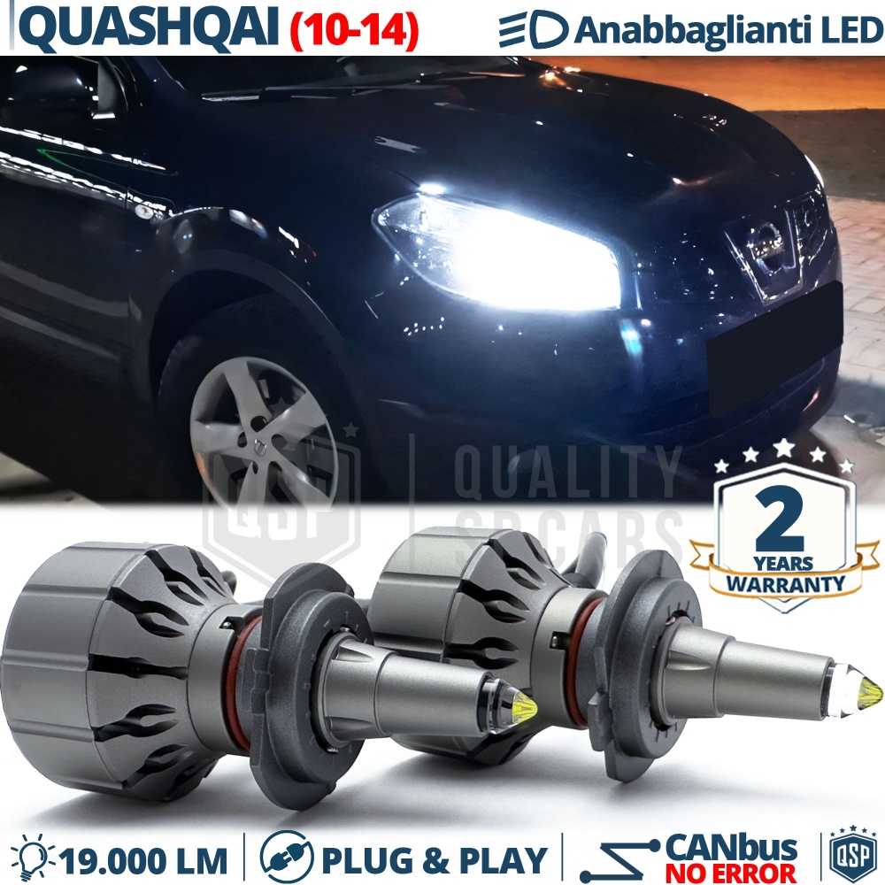 Kit LED H7 para Nissan Qashqai J10 Facelift Luces de Cruce Lenticulares CANbus | 6000K 19000LM