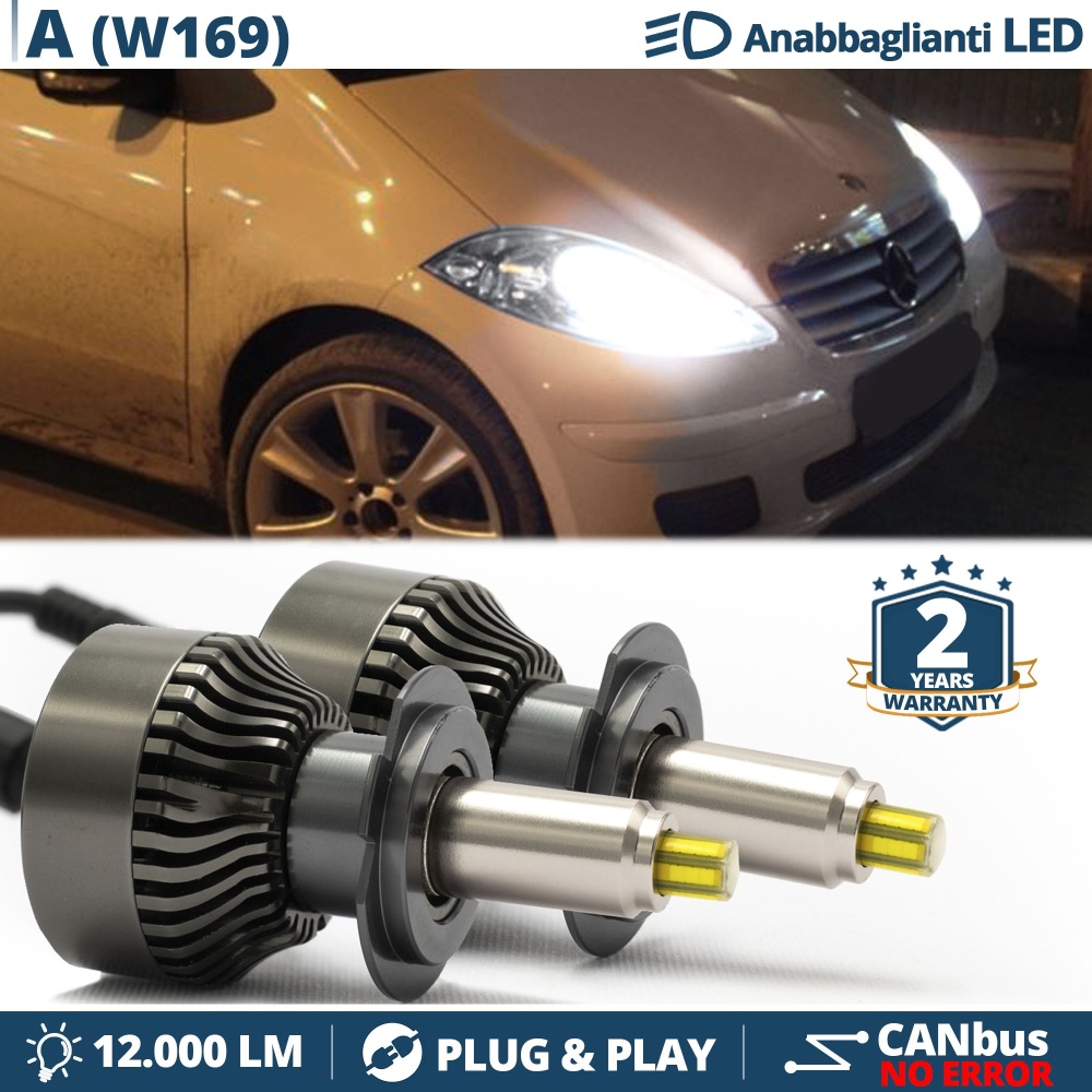 Kit LED H7 para Mercedes CLASE A W169 Luces de Cruce | Bombillas Led Canbus 6500K 12000LM
