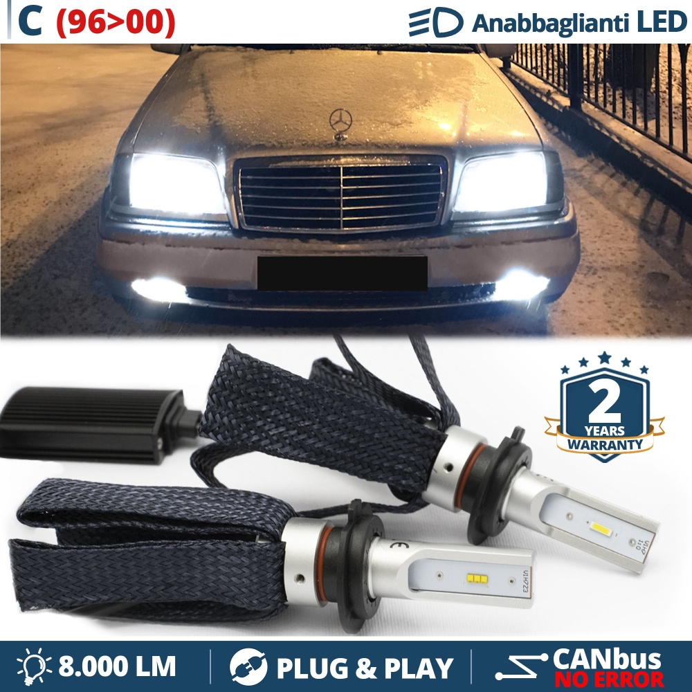 Kit LED H7 para Mercedes Clase C W202 Facelift Luces de Cruce CANbus | 6500K Blanco Frío 8000LM