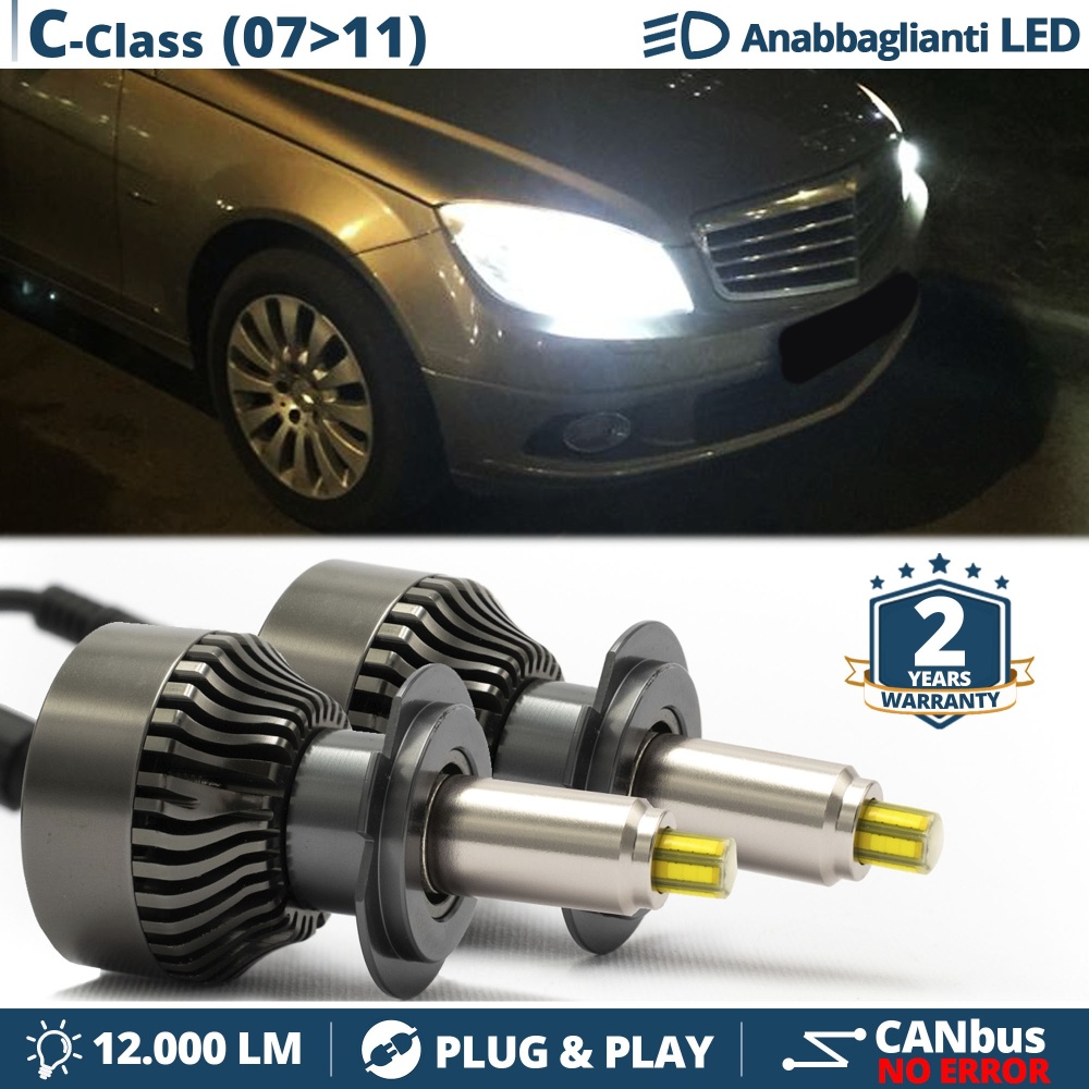Kit LED H7 para Mercedes Clase C W204 07-11 Luces de Cruce | Bombillas Led Canbus 6500K 12000LM