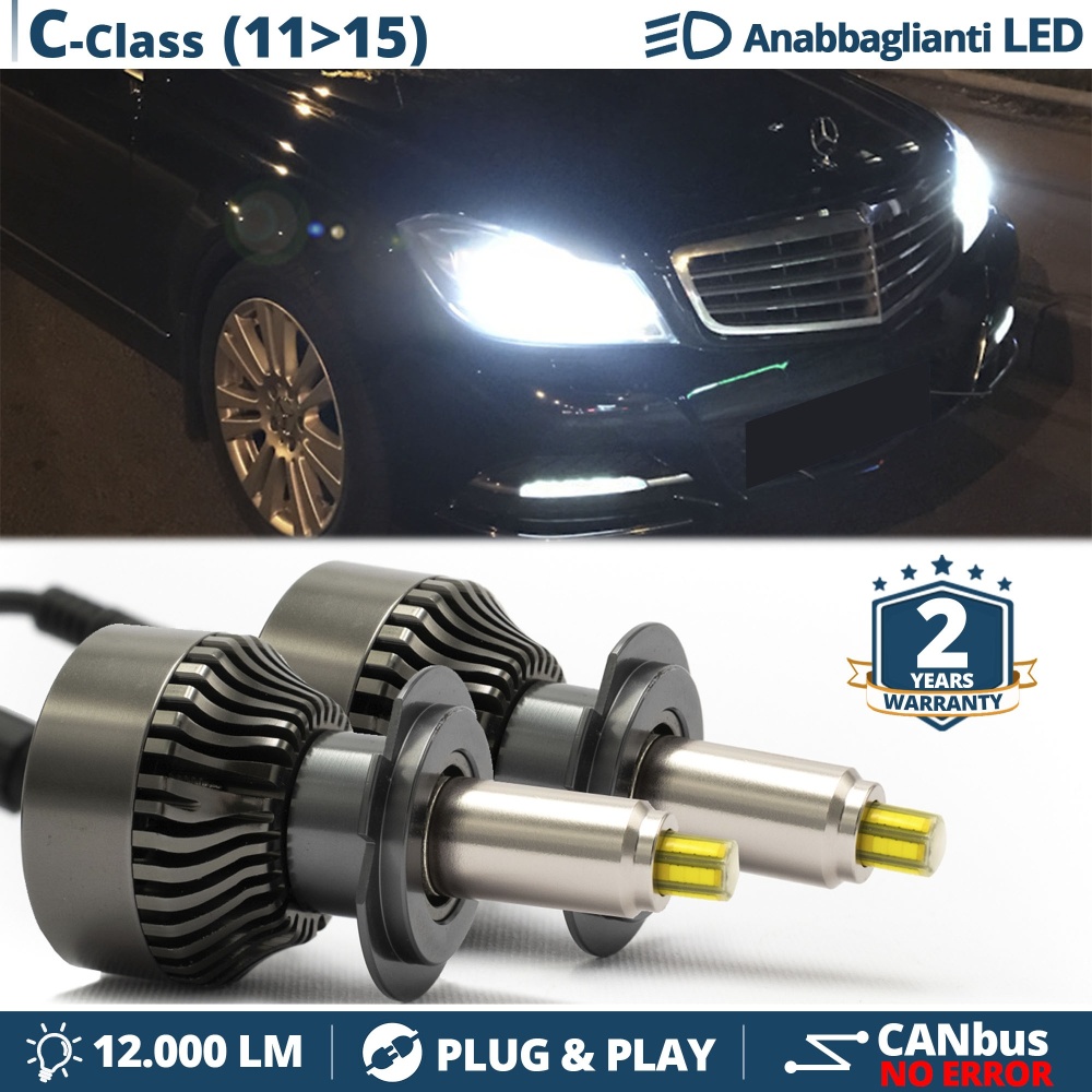 Kit LED H7 para Mercedes Clase C W204 11-15 Luces de Cruce | Bombillas Led Canbus 6500K 12000LM