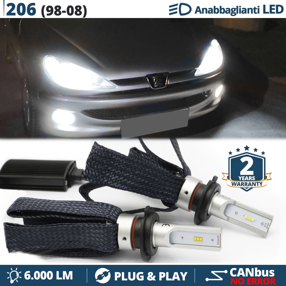 Kit LED H7 para PEUGEOT 206 03-07 Luces de Cruce CANbus | 6500K Blanco Frío 8000LM