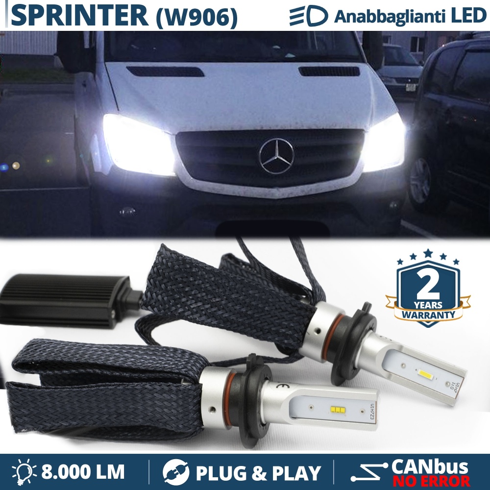 Lampade LED H7 per Mercedes Sprinter W906 Luci Anabbaglianti CANbus Bianco 6500K 8000LM