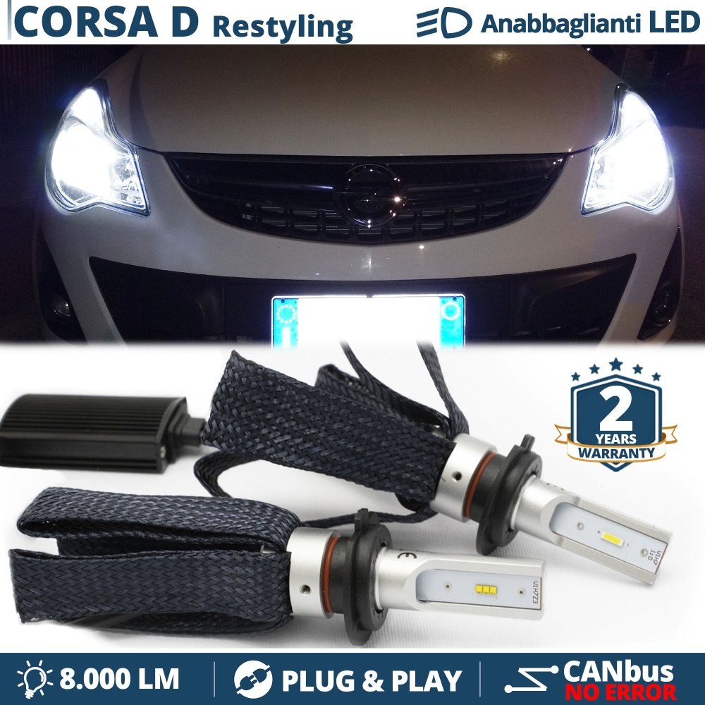 Kit LED H7 para Opel CORSA D Facelift Luces de Cruce CANbus | 6500K Blanco Frío 8000LM
