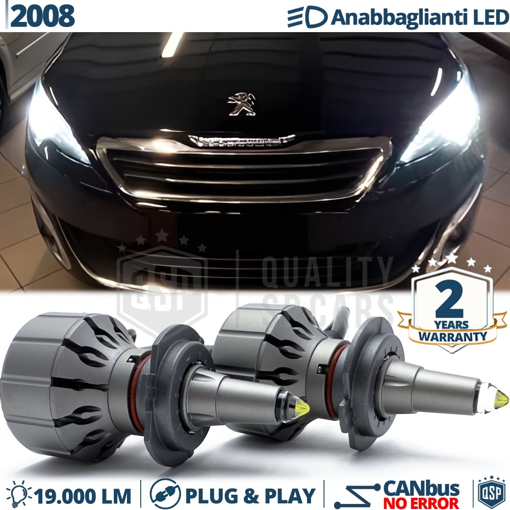 Kit LED H7 para Peugeot 2008Luces de Cruce Lenticulares CANbus | 6000K 19000LM