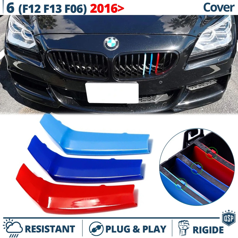 X3 Streifen Kühlergrill Abdeckung Für Bmw 2er (F12-F13-F06) 9 BÄNDER in farben M Sport