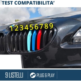 X3 Streifen Kühlergrill Abdeckung Für Bmw 2er (F12-F13-F06) 9 BÄNDER in farben M Sport